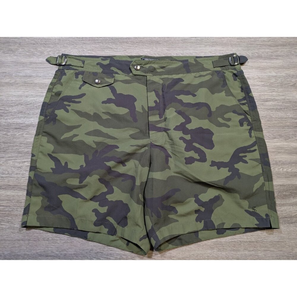 Todd Snyder Riviera Camo Board Shorts Men's Size 38 Green Camouflage Trunks